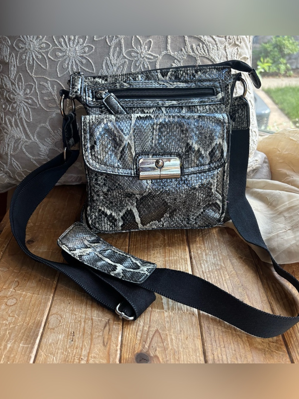 Snake-Print Crossbody Bag